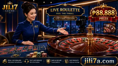 JILI7 live casino table with dealer hands guiding cards from the shoe across dark felt