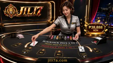 Roulette wheel centered in a dark JILI7 live casino room with softened table detail around it
