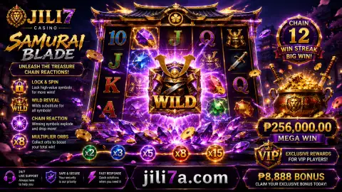 JILI7 slot cabinet in a quieter reset scene with subdued gold reel light and dark ruby surfaces